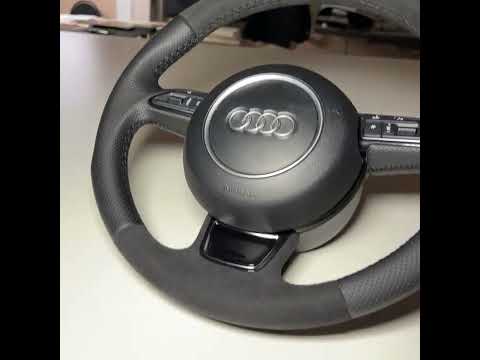 Перетяжка руля автомобиля Audi A7 с применением алькантары и натуральной псевдоперфорации