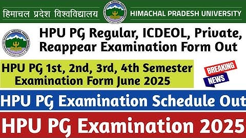 HPU PG Examination Form Out |Regular|Private|ICDEOL|Reappear|June 2025|