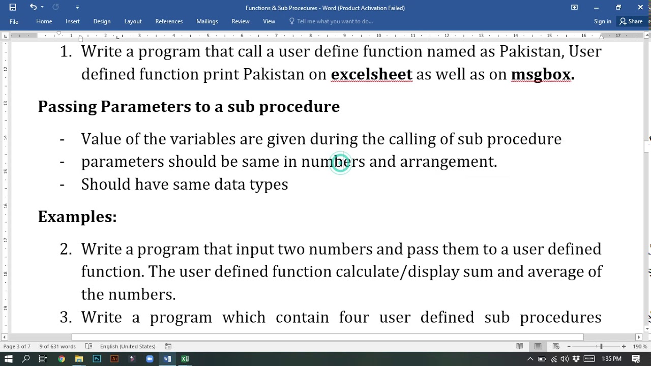 Lecture 17 Sub Procedures in VBA - YouTube