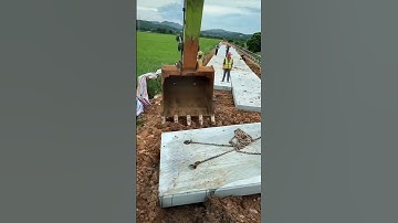 Road Construction Using Precast Cement Blocks with Excavator #construction #shorts #road