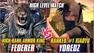 TEKKEN 8 - FEDERER (High Ranked Armor King) vs YOREDZ (Ranked #1 Xiaoyu) | T8  HIGH LEVEL GAMEPLAY