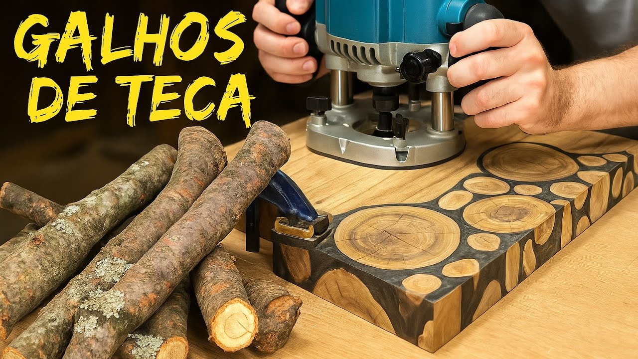 Transformei GALHOS descartados em uma TÁBUA incrível com RESINA EPÓXI!