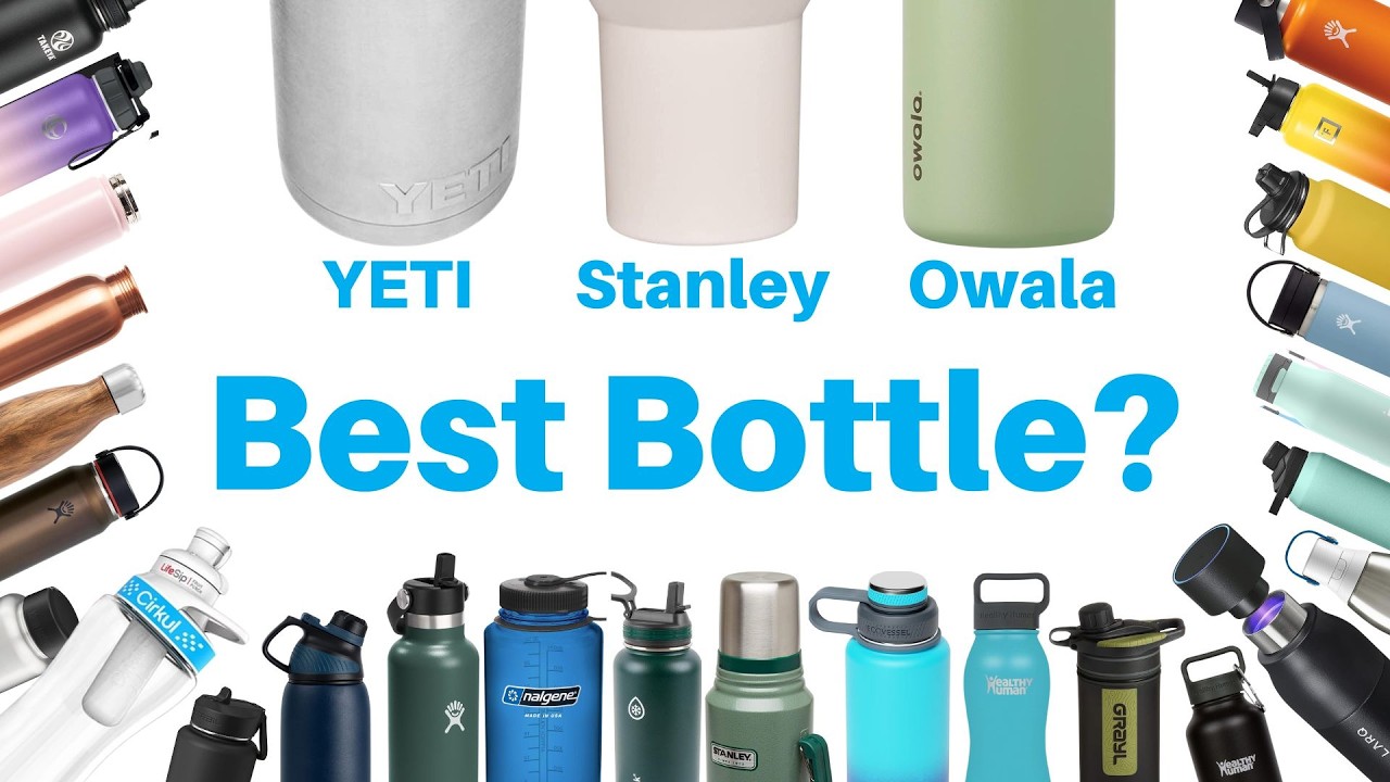Various popular metal water bottles comparison showing different sizes and features