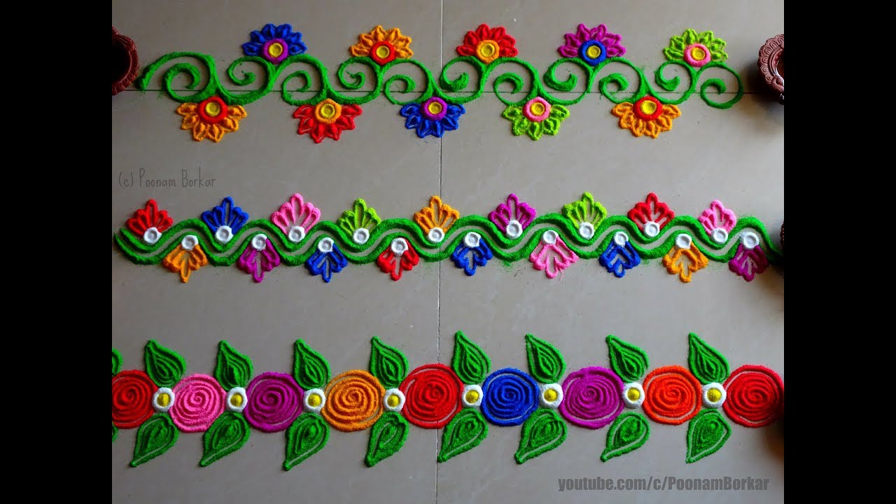 Diwali special easy border rangoli designs | Innovative rangoli designs ...