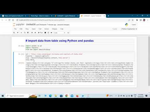 Web scraping of table using python and pandas