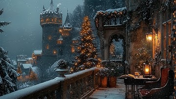 Snowy Victorian Balcony at Christmas Night | Classical Piano & Violin |Dark Academia Winter Ambience
