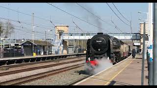70000 'Britannia' on an unscheduled stop at Huntingdon, March 19th 2025