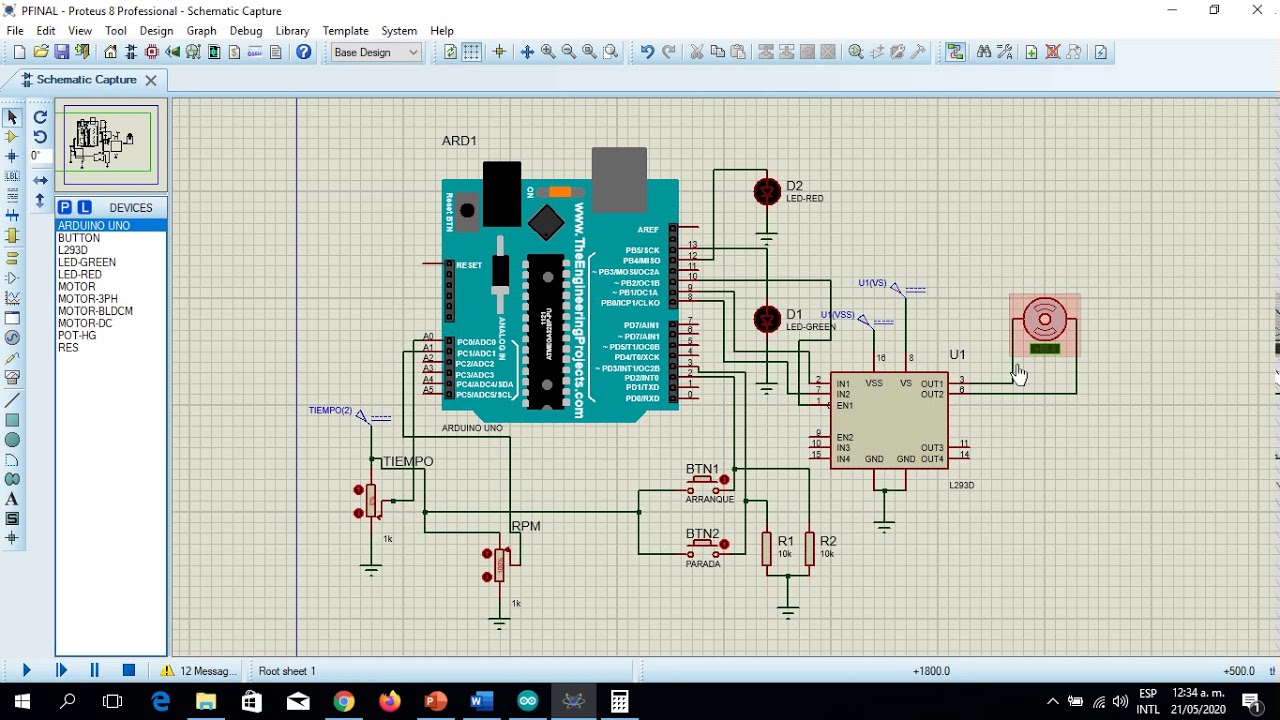 Maquina centrifugadora - Arduino - Proteus - RPM y Tiempo variables con ...