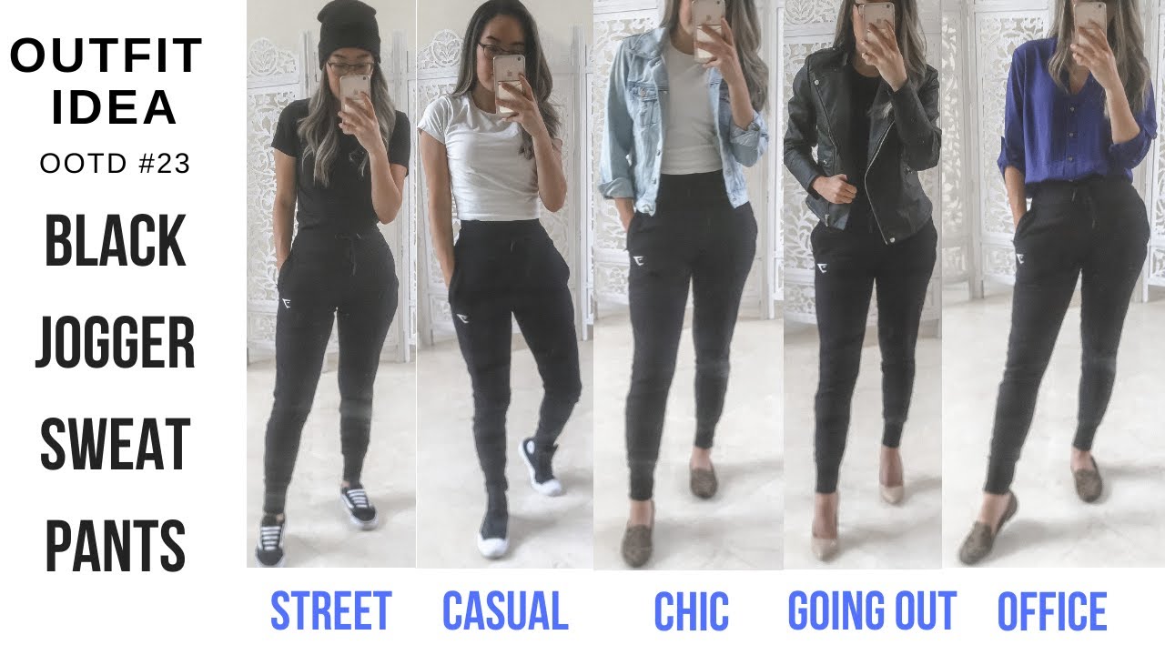 WHAT TO WEAR WITH BLACK JOGGER SWEATPANTS, OOTD #23