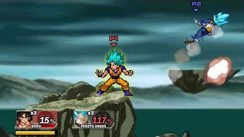 Super Smash Flash 2 Mod goku SSGSS VS vegeta SSGSS