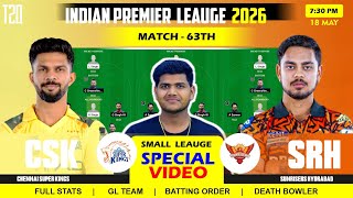 CSK vs SRH Dream11 Team Prediction || Chennai vs Sunrisers Dream11 Prediction || 63RD IPL Match screenshot 1