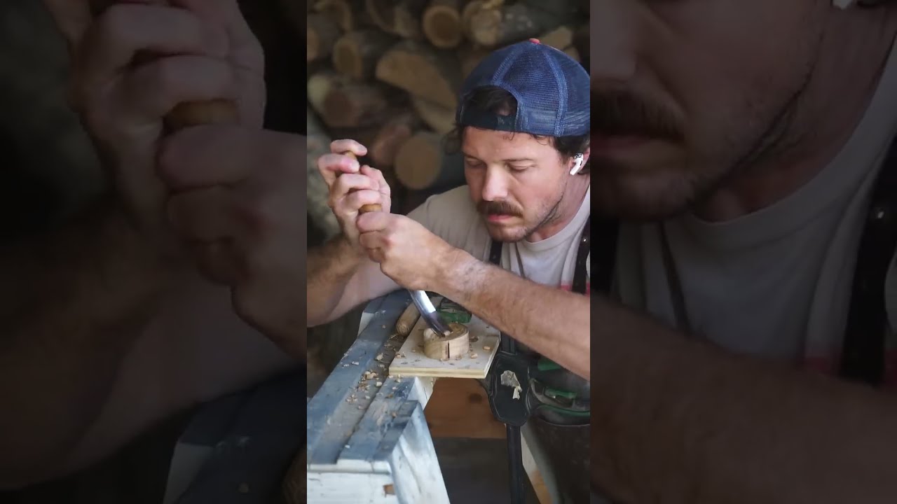 Carving A Spoon Out Of Almond Wood 