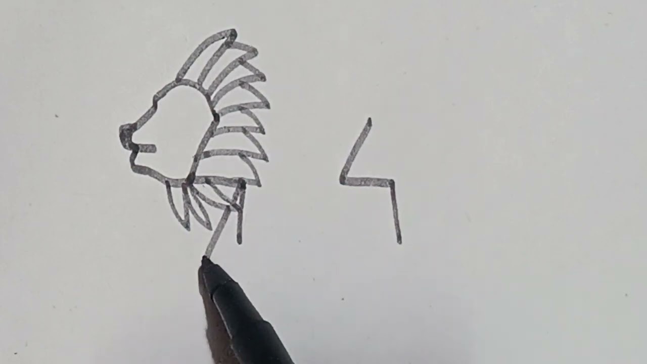 Lion Drawing with 44 Number | Lion Drawing Step by step | Lion Drawing Art