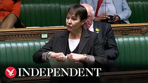 Caroline Lucas rips up copy of Illegal Migration B...