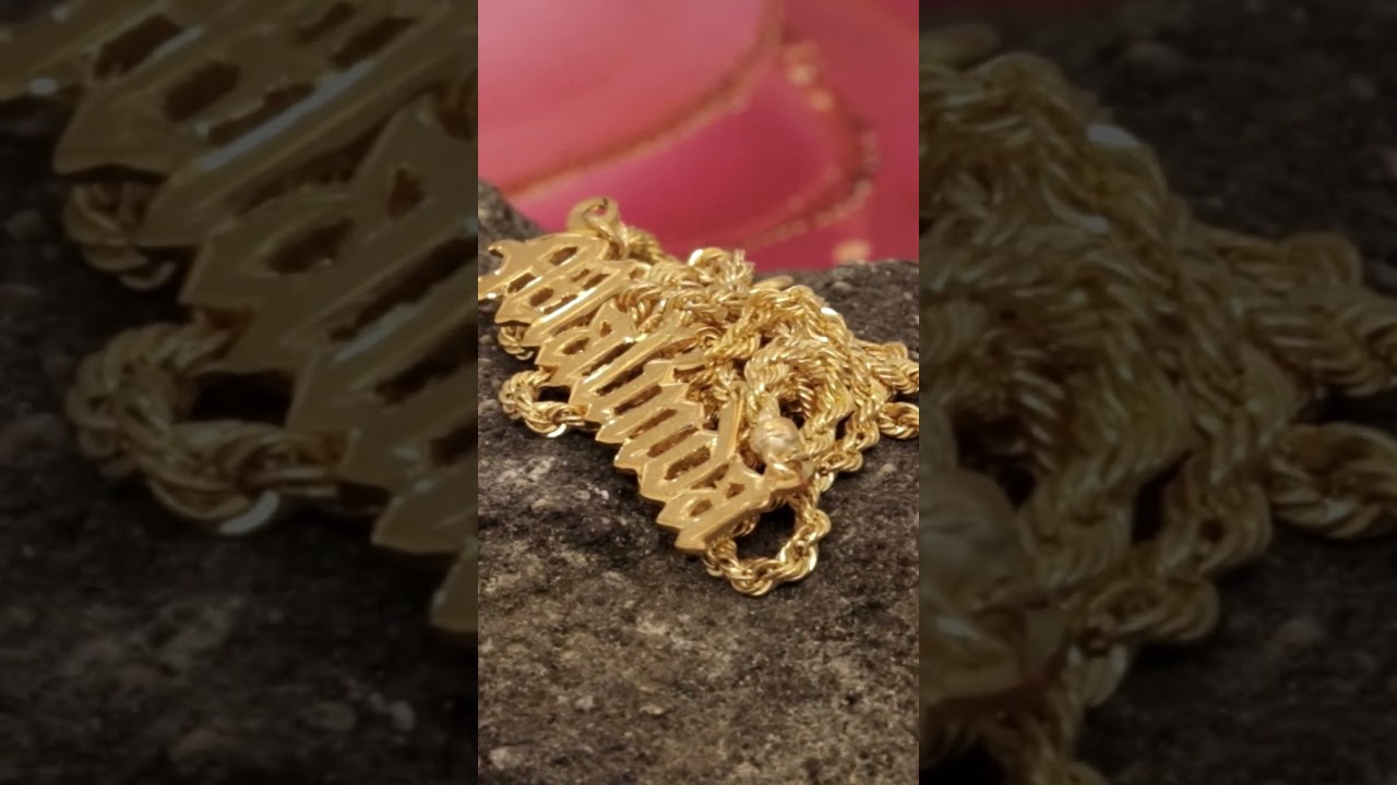 Bold. Classic. Timeless.18KT Gold Name Necklace in Old English font  where elegance meets attitude