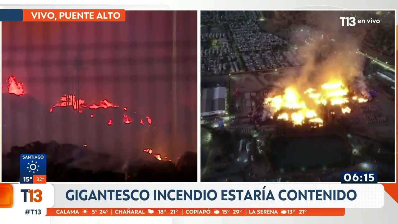 Contenido pero no controlado: Actualizan estado de incendio en Papelera de Puente Alto