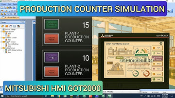 GOT2000 : Production Counter HMI Example for your plant | Plant-1 , Plant-2 and Total counter