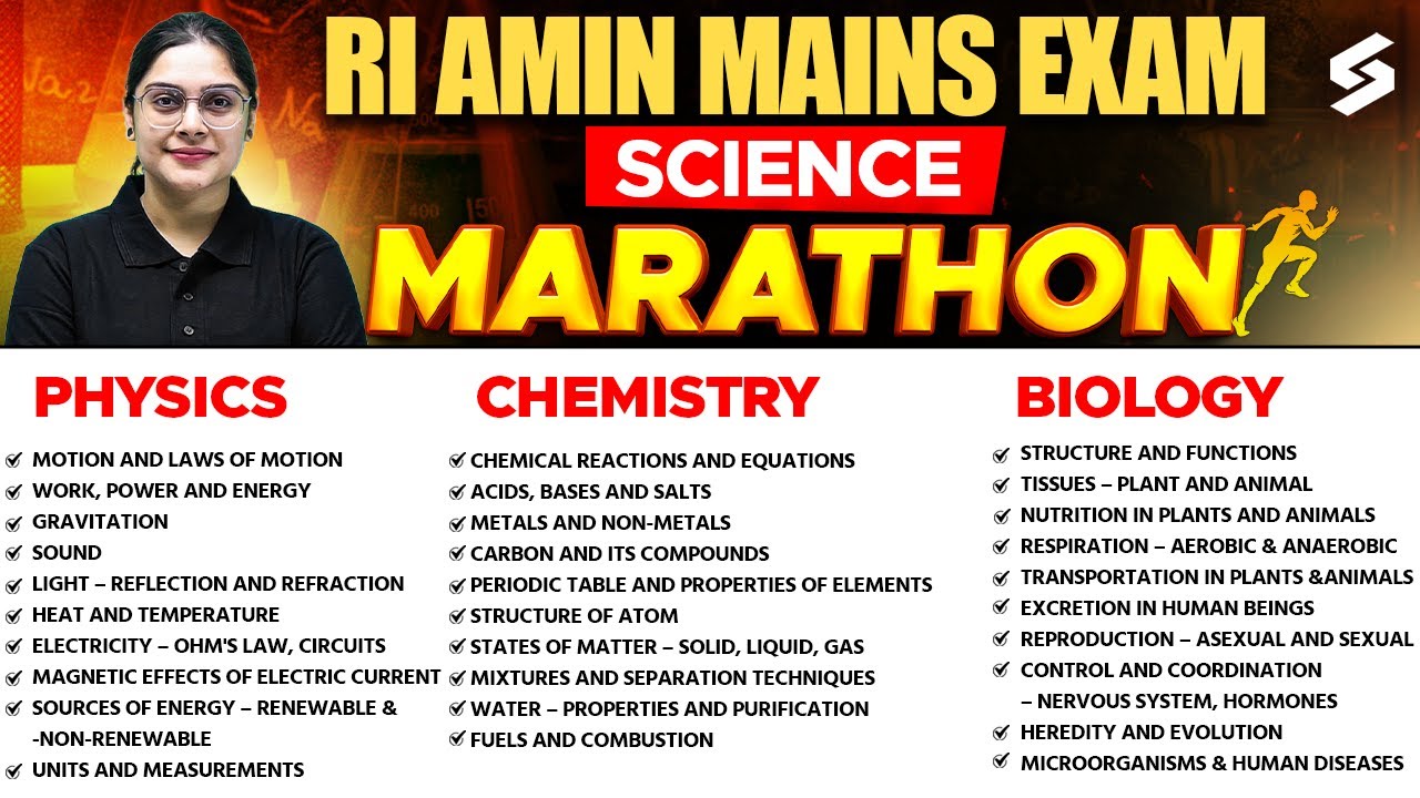 Science Marathon for RI AMIN Mains Exam 2025 | Complete Science for RI AMIN Mains Exam by Sai Ma'am