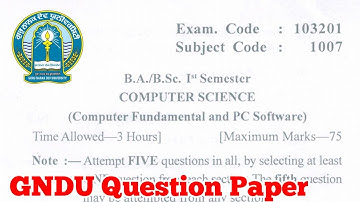 Gndu BA / Bsc 1st Semester Computer Science Question Paper || Computer Science Question Paper 2019