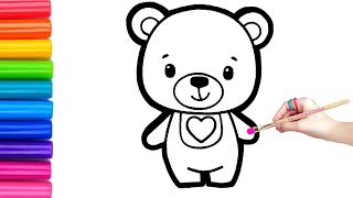 How to draw cute and easy Teddy Bear | Easy Drawing, Painting and Coloring for Kids & Toddlers