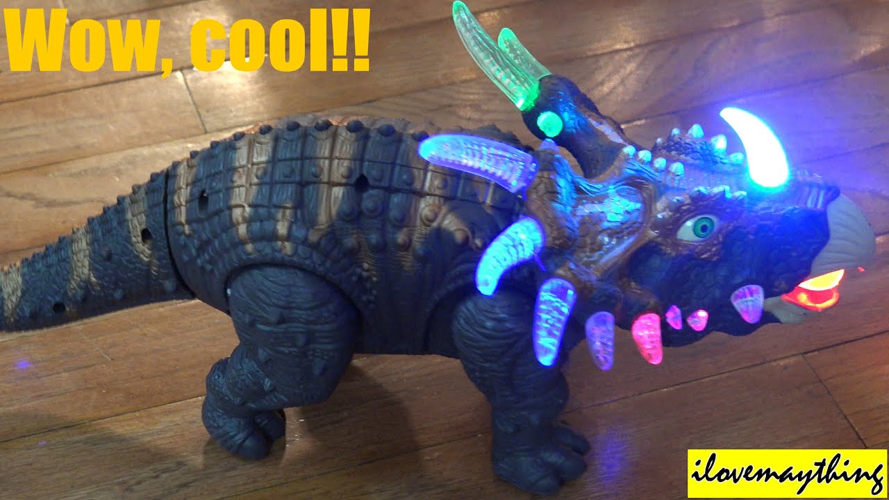 Dinosaur Toys Unboxing a Triceratops with Lights and Sound Effects w