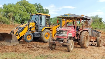 JCB 3DX Backhoe Loader Loading  Mud Work By Mahindra Tractor | tractor video | come to village|