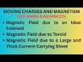 Moving Charge & Magnetism, L-8 I Magnetic Field due to Solenoid, Toroid & Current Sheet using ACL