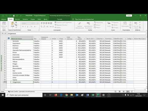 AULA 07de20 MS PROJECT - PLANILHA DE RECURSOS