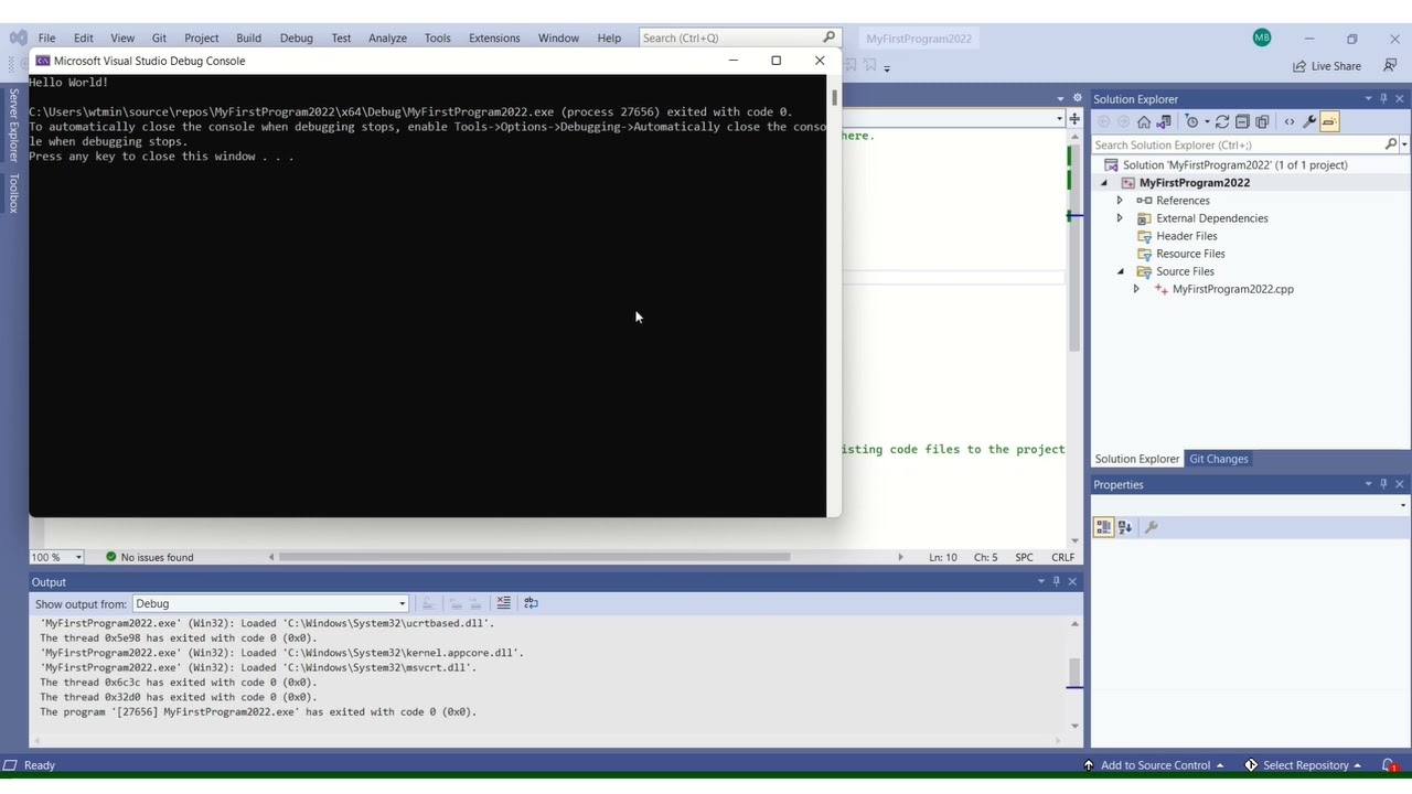 Creating Your First C++ Program in Visual Studio - YouTube