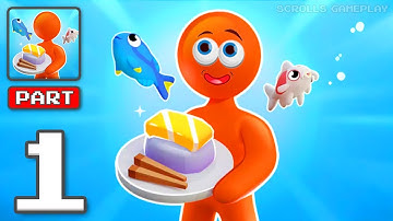 SushiBar Aquarium - Gameplay Walkthrough Part 1 - Seafood Feast Simulator (iOS, Android)