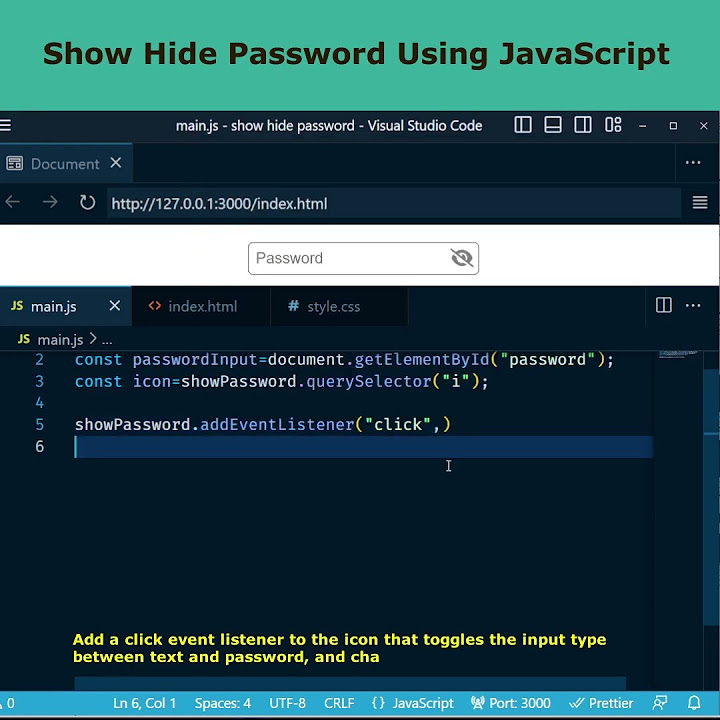 How to Create a Show Hide Password Toggle with JavaScript : #Shorts ...