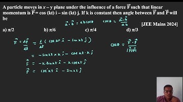 A particle moves in x – y plane under the influence of a force F such that linear momentum is P = co