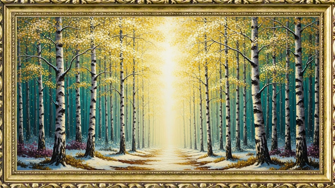 Turn Your TV Into Art 🌿 Golden Birch Forest  2 Hours 4K Ambient Classical Painting No Music
