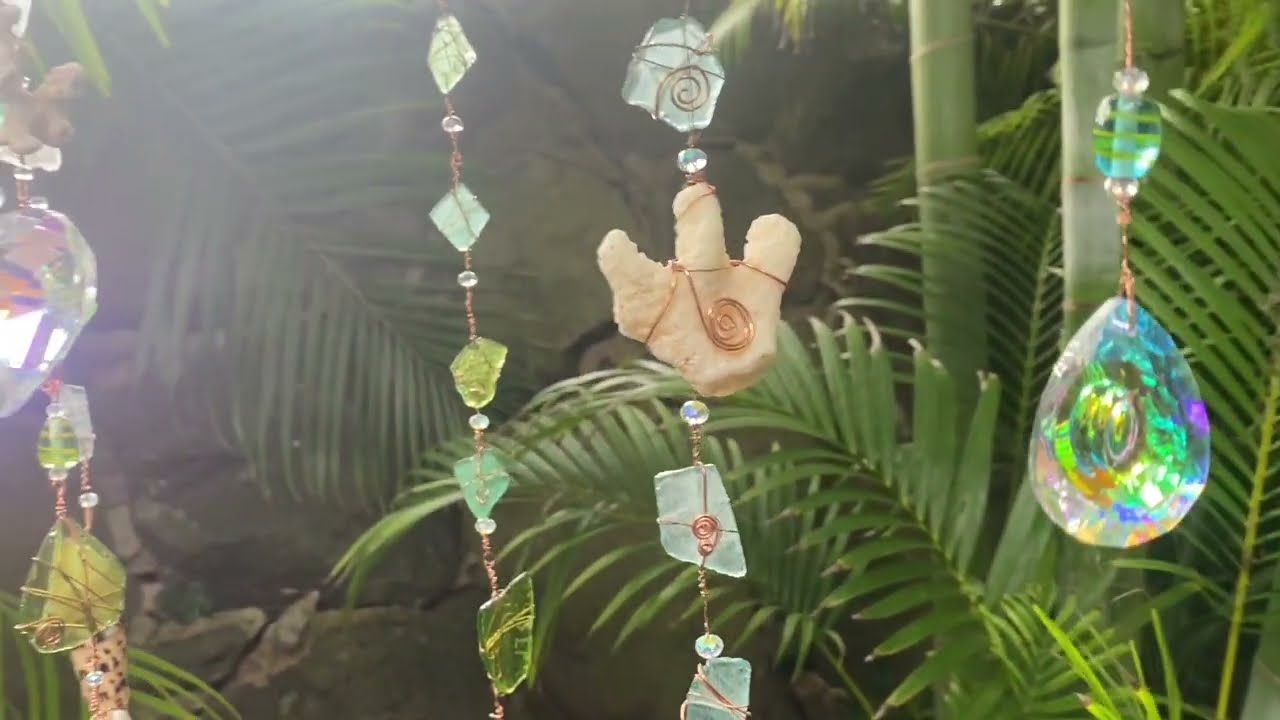 Driftwood Sea glass Mobile- Green and Turquoise