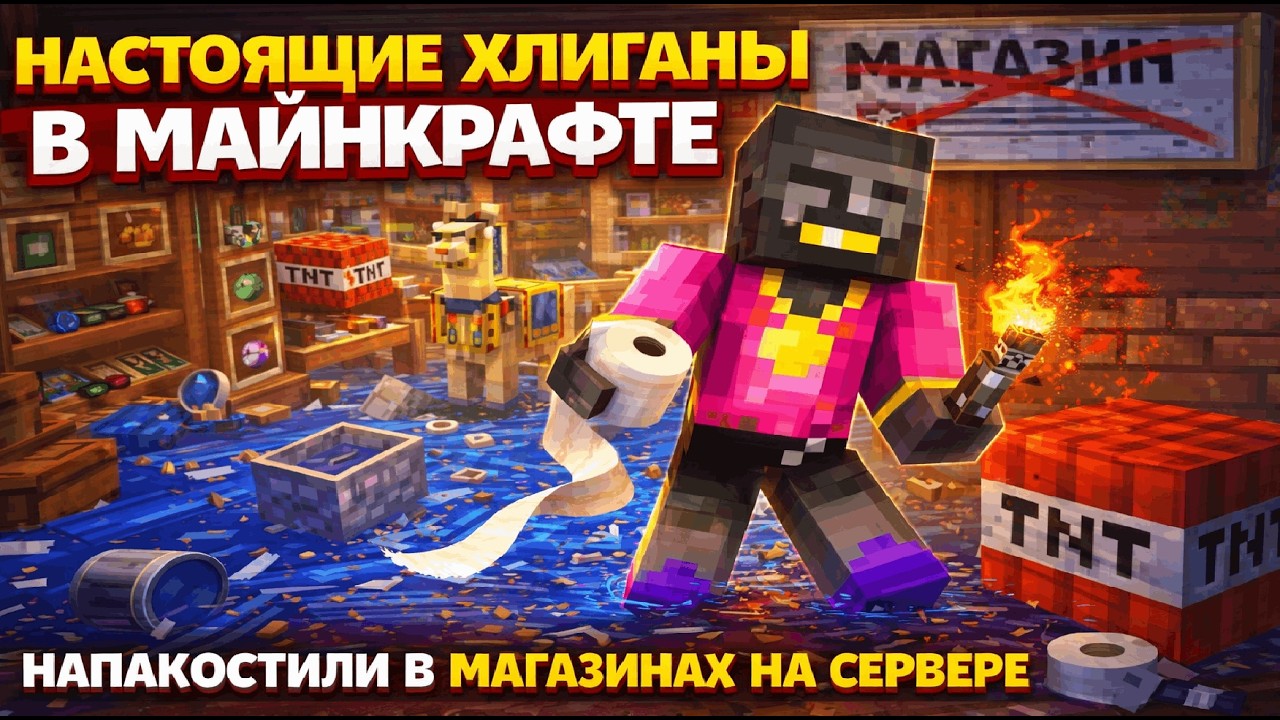 Стали настоящими хулиганами и напакостили в магазинах на сервере в майнкрафте