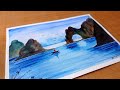 Watercolor seascape painting  art chinu lk