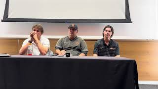 Josh Holliday, Nolan Schubart and Harrison Bodendorf talk with the media —May 27, 2025