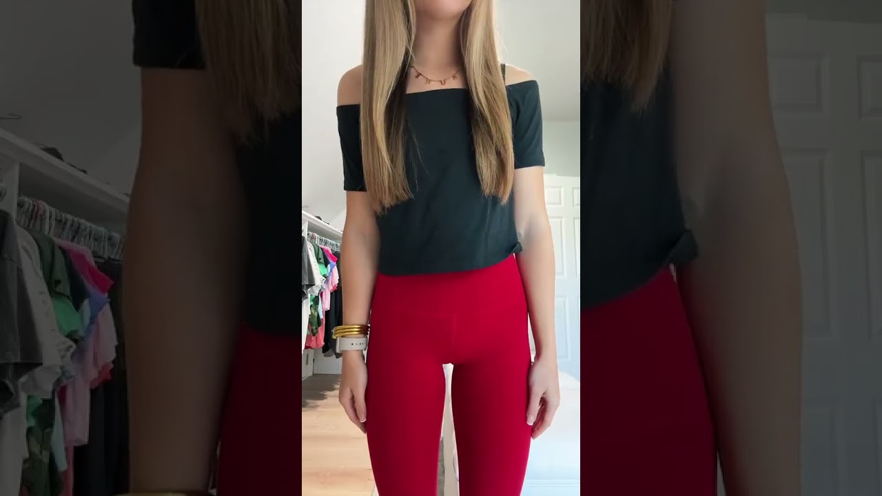 как носить красные леггинсы