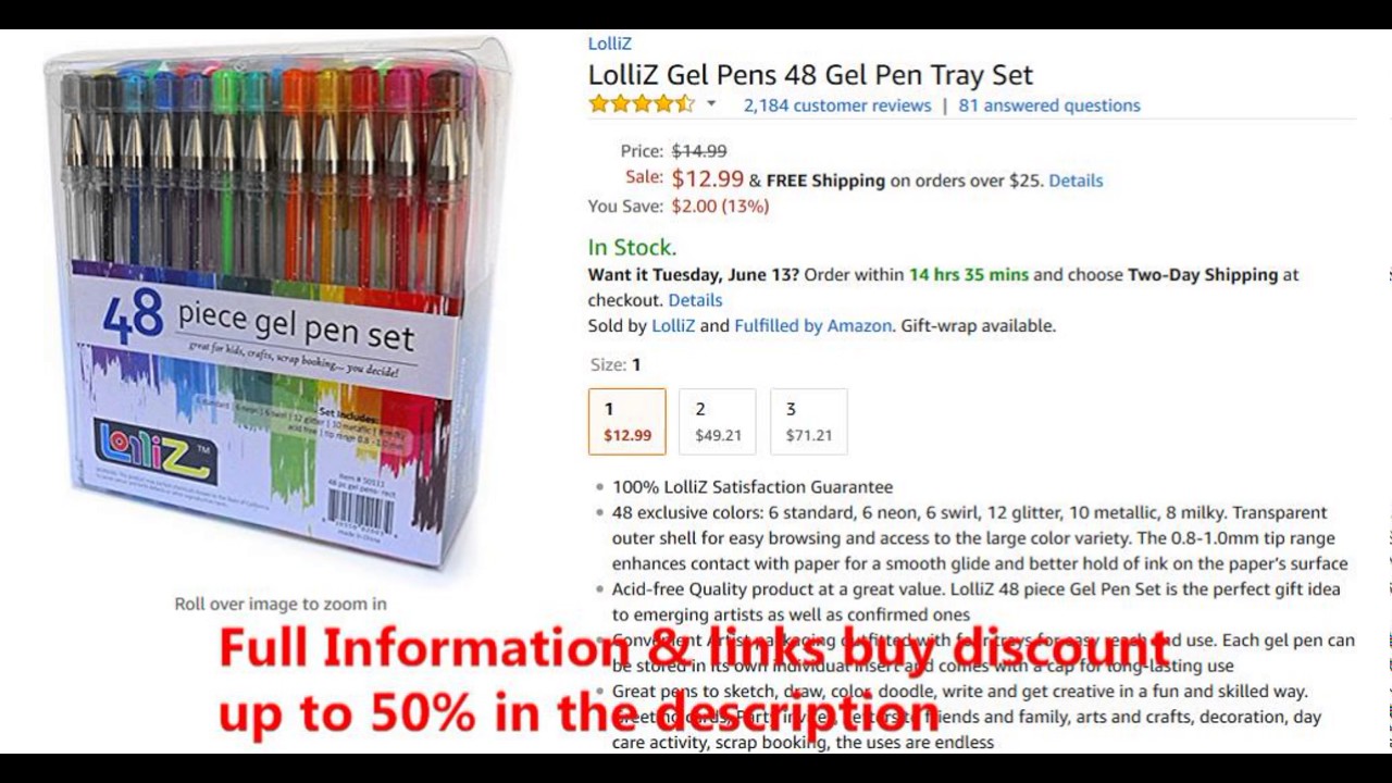 LolliZ Gel Pens 48 Gel Pen Tray Set