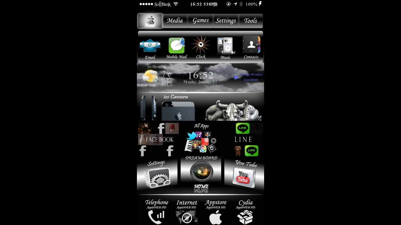 脱獄 Ios7 0 4 劇的にホーム画面をカスタマイズ Dreamboard Appleweb Os Dark カスタマイズ New 画像plist修正済 Youtube