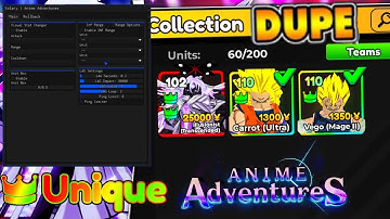 Anime Adventures Script GUI / HACK & SCRIPT | DUPE SCRIPT & DUPE UNITS ROLLBACK MACRO INF GEMS OP