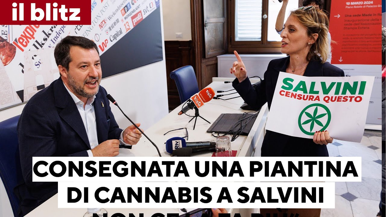 Cannabis, il blitz di Soldo: consegnata una piantina a Salvini. La reazione del leader leghista