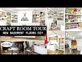 NEW Craft Room Tour Makeover | NEW BASEMENT Floors Using Sticky Tiles | How To Install Flooring