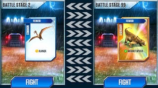 FULL ALL BATTLE STAGES FROM 1 TO 99 | JURASSIC WORLD THE GAME screenshot 5