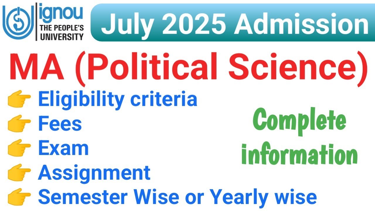 IGNOU MA Political Science July 2025 Admission | Eligibility criteria ...