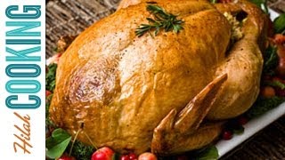 How to roast a turkey for thanksgiving. butter-injected and stuffed
with apples herbs. juicy dinner is easier than you think! recip...