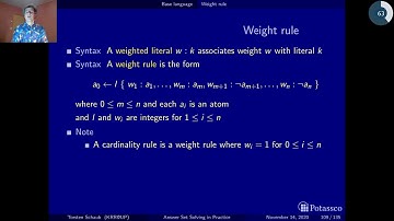 Answer set solving in practice, language, base (weight rule)