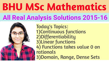 BHU-2015-16 MSc Mathematics Entrance Exam | Real Analysis Solutions | Previous Year Solved Papers |