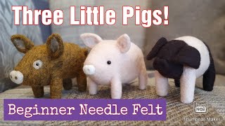 Full Beginner Tutorial | Very Easy Needle Felted Pigs | Needle Felting For Beginners | Felted Pig