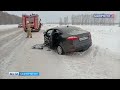 В Башкирии на трассе столкнулись две легковушки: погиб 50-летний водитель